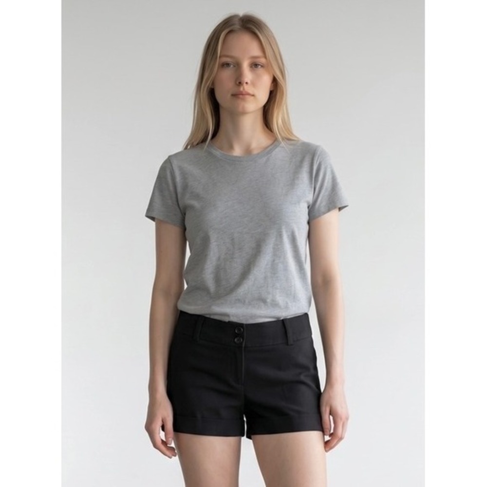 4/$40 Luly K New York City Black Tailored Cuffed Mini Shorts Button Tab Hem